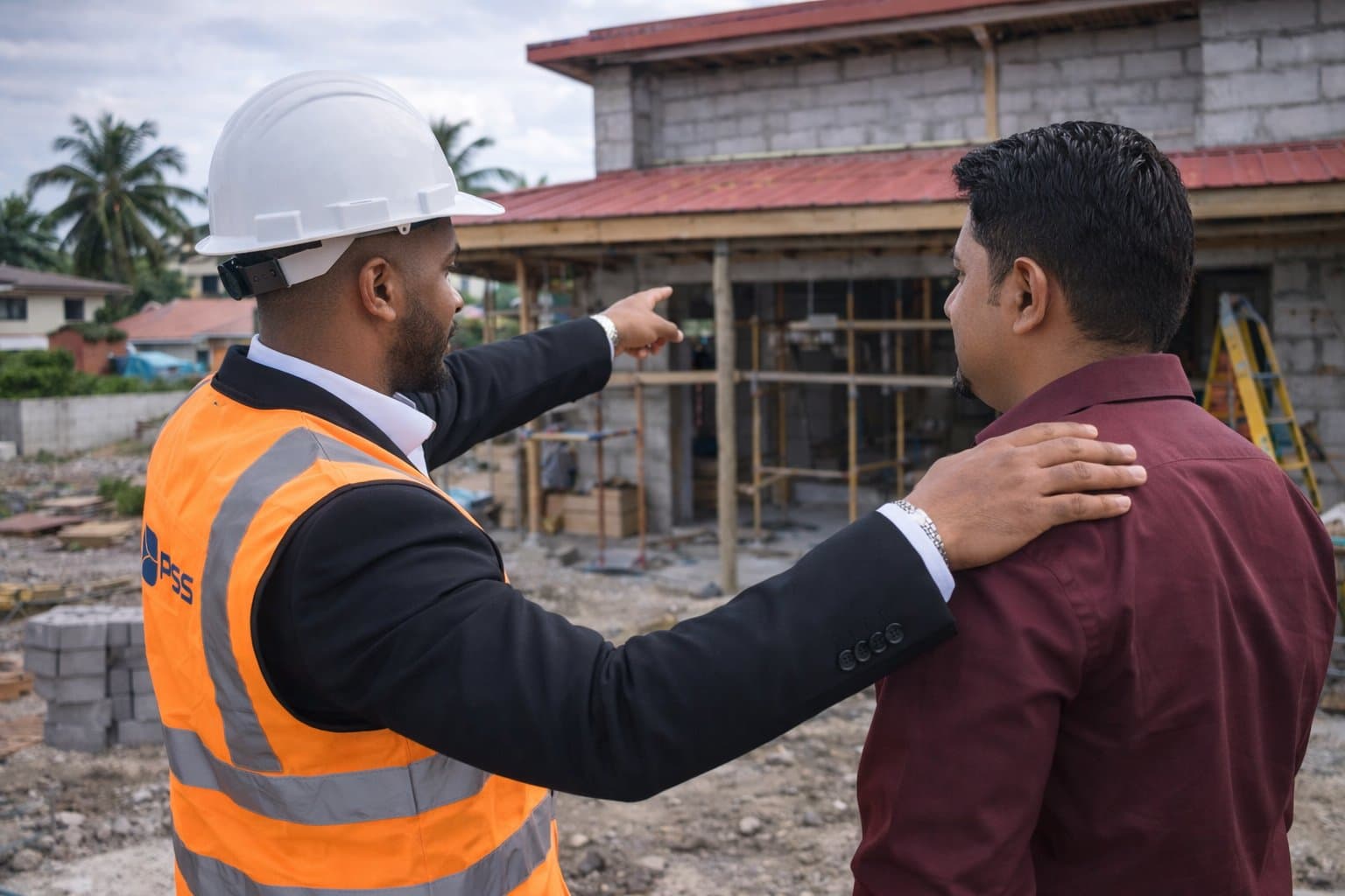 PSS team member guiding client at construction site
